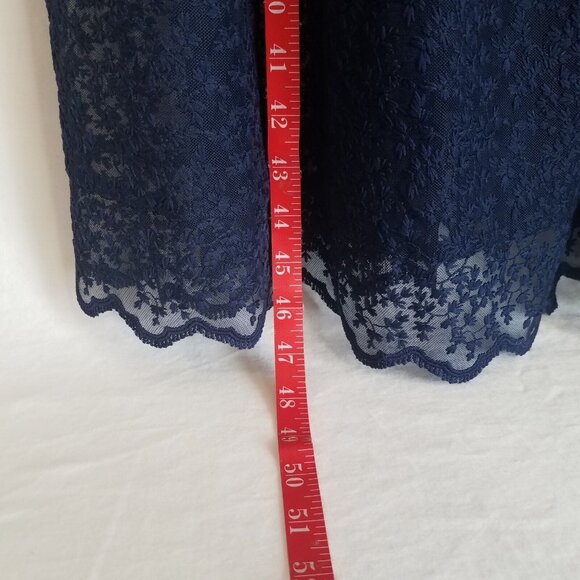 H&M Lace Off Shoulder Midi Dress Navy Blue SIZE 4 Spaghetti Strap Elastic - Picture 6 of 16